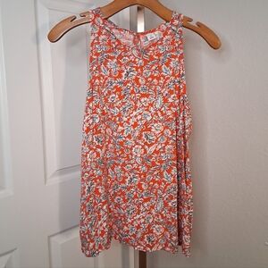 Old Navy Red Floral Tank Top Blouse Keyhole Back Medium